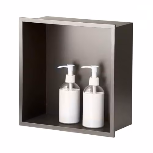 sunrik Nicchia Doccia Incasso Grey 30x30x10 Cm, Acciaio Inox, Mensole