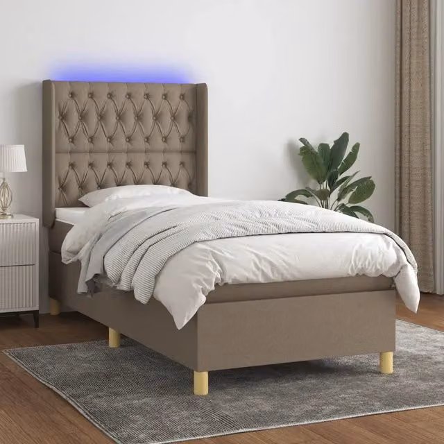 Letto a molle con materasso vidaXL in tessuto con illuminazione LED e porta USB, L/P: 90 x 190 cm