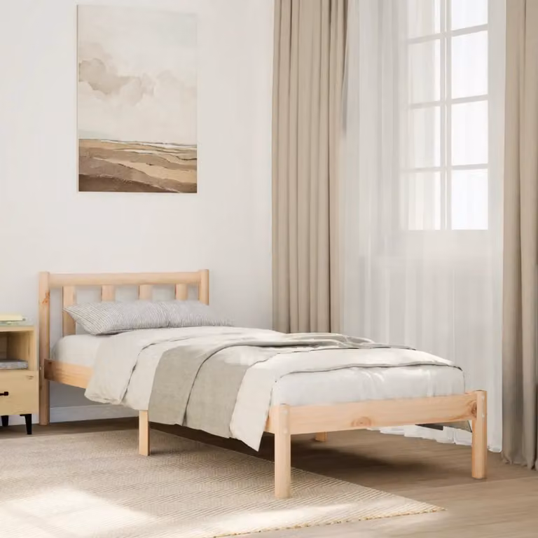 Letto extra lungo vidaXL in legno di pino naturale stile rustico senza materasso L: 100 cm, P: 225,5 cm, H: 69,5 cm