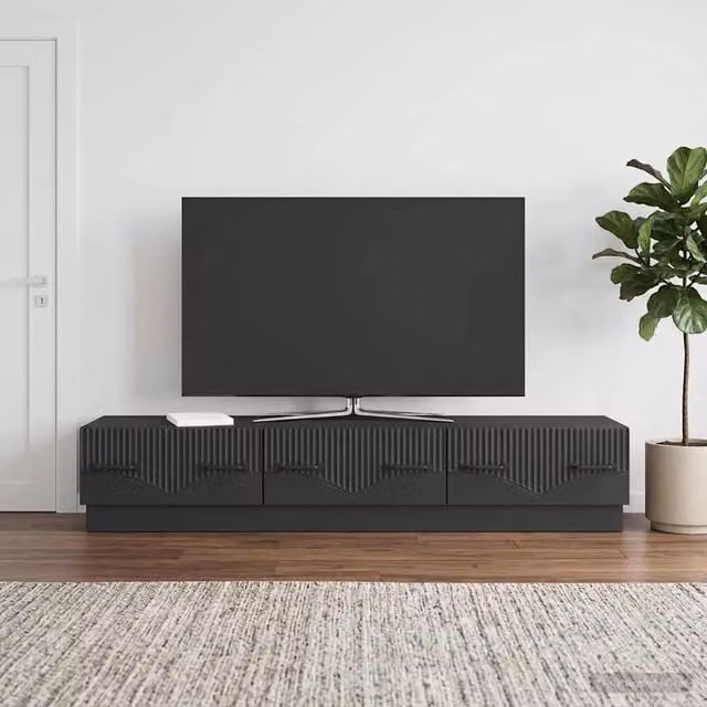 Mobile TV moderno vidaXL in MDF nero L 147 x P 34,5 x H 27 cm