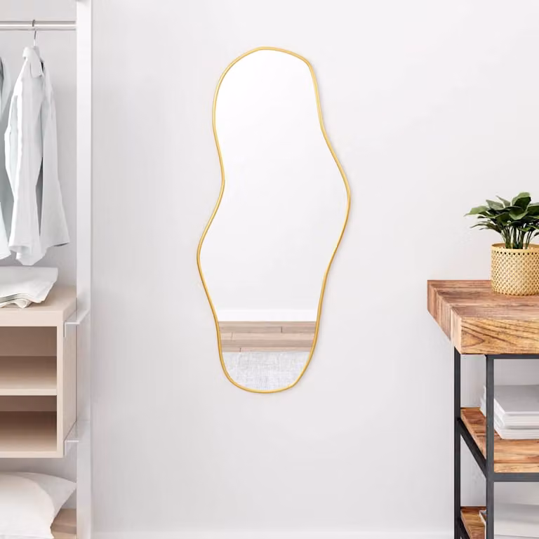 Specchio da parete rettangolare minimalista vidaXL, colore oro, L: 90 cm, H: 40 cm