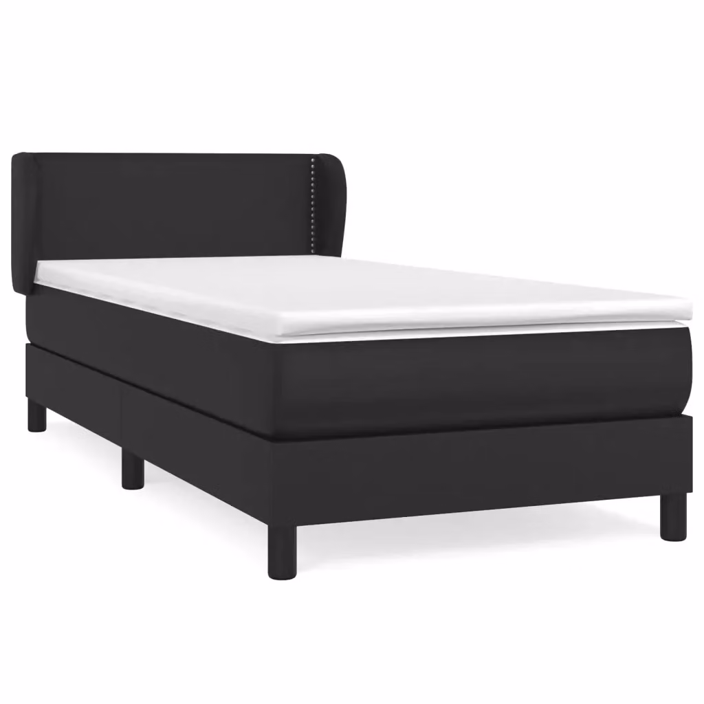 vidaXL Giroletto a Molle con Materasso in Similpelle Nero 90x190 cm – 2
