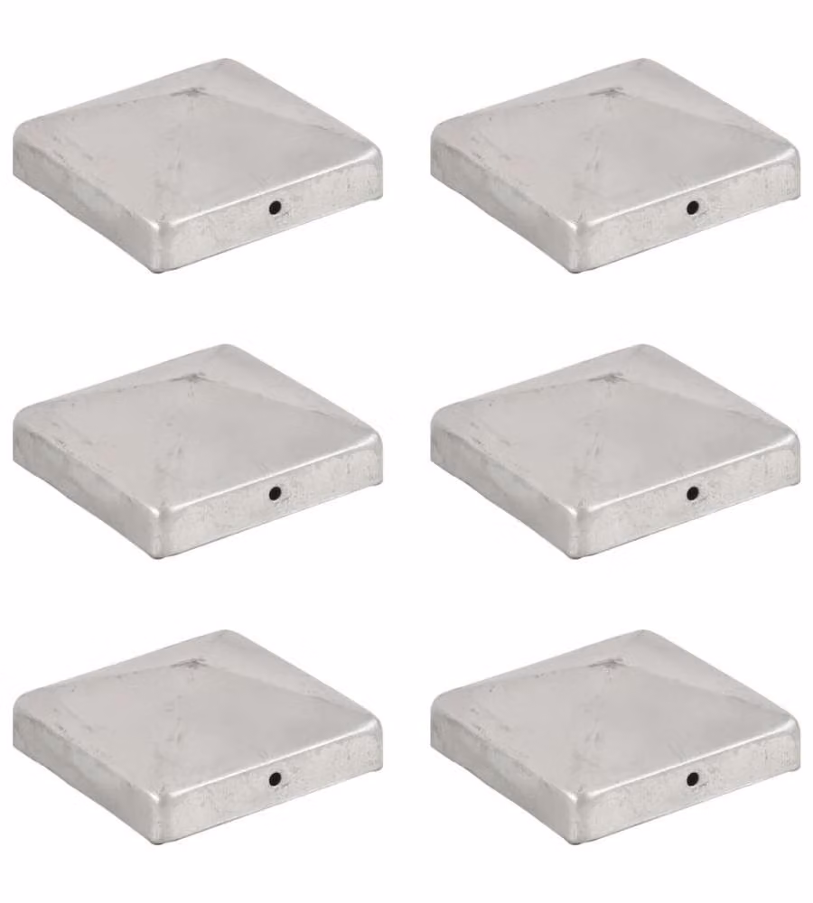 Tappi per Pali a Piramide 6 pz in Metallo Zincato 91x91 mm