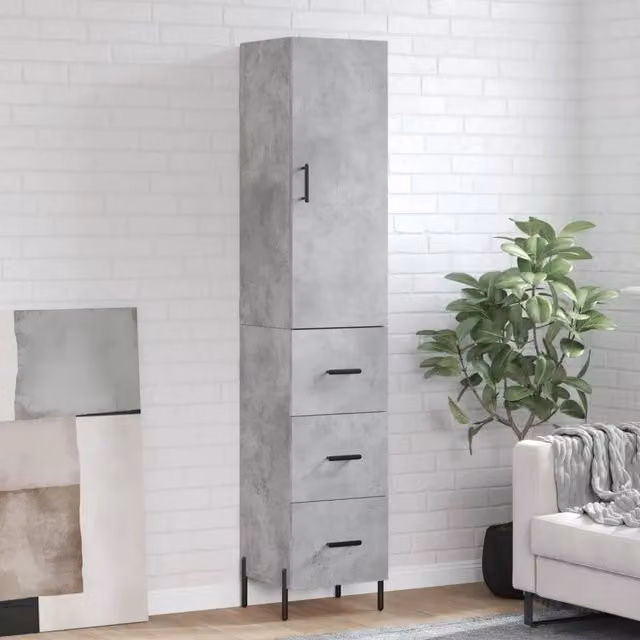 Credenza Buffet da cucina Design Mania Grigio, L/P/H: 34,5 x 34 x 180 cm