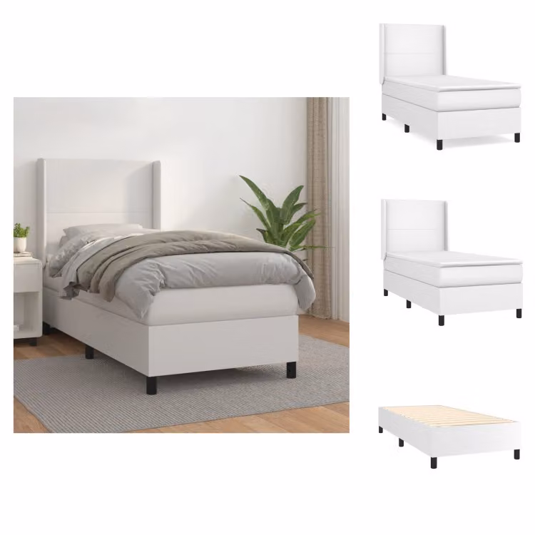 vidaXL Letto a molle con materasso bianco 80x200 cm in Pelle finta - Letti e strutture letto