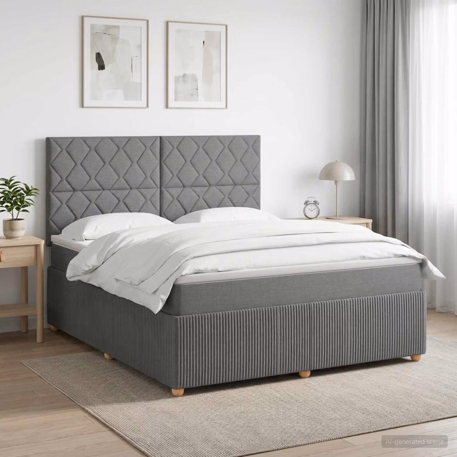 Letto box spring con materasso vidaXL Grigio e Bianco L/P/H: 200 x 160 x 140,5 cm