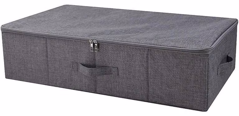 Contenitore pieghevole per sottoletto, dimensioni 70x40x18 cm, colore nero e grigio