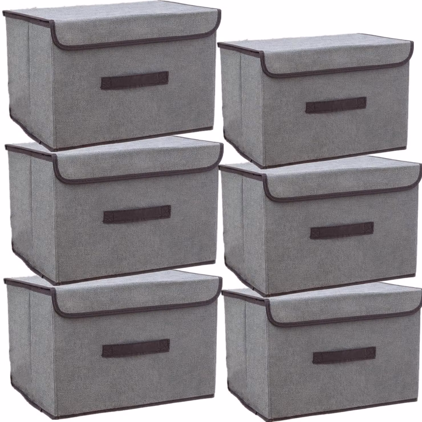 Elzusha - Scatole pieghevoli con coperchio, 6 pezzi, grigio