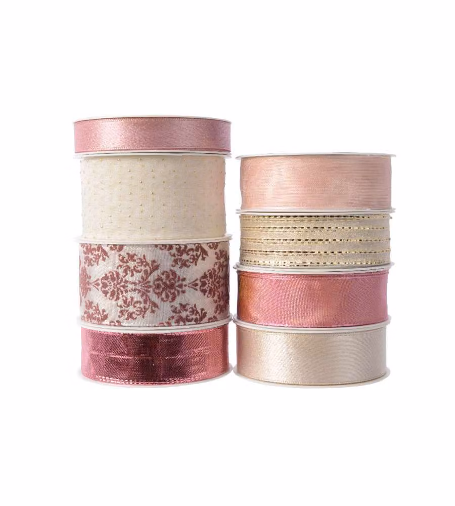 Ribbon in tessuto Panna e Rosa