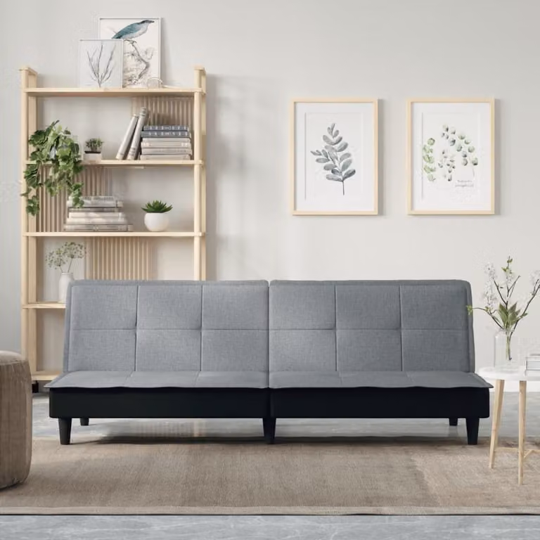 vidaXL Divano Letto Moderno in Tessuto Grigio con Struttura in Legno
