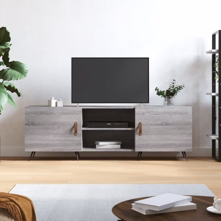 vidaXL Mobile Porta TV Moderno Grigio con Ripiani in Legno e Metallo L: 150 cm, P: 30 cm, H: 50 cm