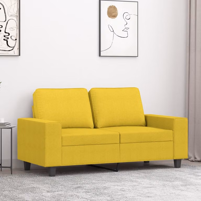 vidaXL Divano Moderno a 2 Posti in Tessuto Giallo con Struttura in Metallo L: 154 cm, P: 77 cm, H: 80 cm