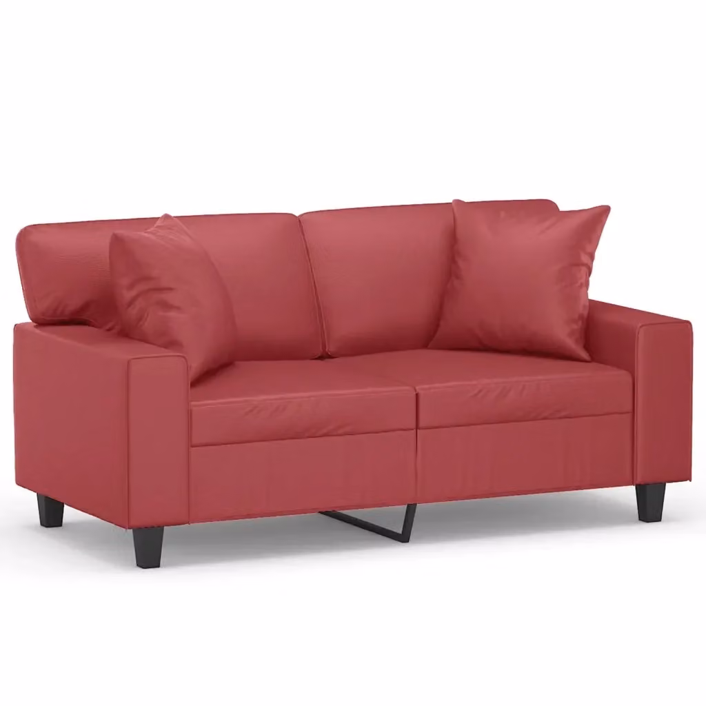 Divano a 2 posti moderno vidaXL in similpelle rosso con cuscini e struttura in metallo L: 154 cm, P: 80 cm, H: 77 cm – 2