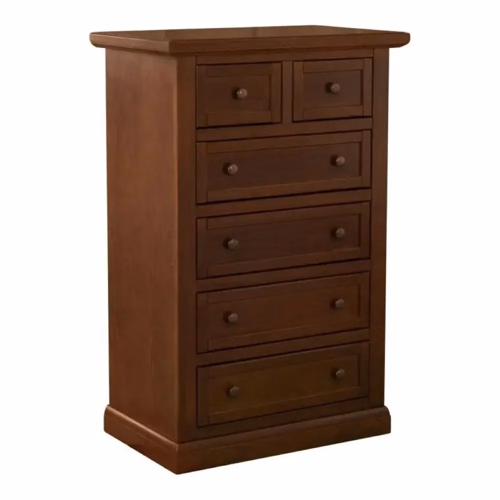 Cassettiera con 6 cassetti in stile arte povera in legno massello e MDF, finitura noce lucido, marrone, L: 62 cm, P: 37 cm, H: 94 cm – 2