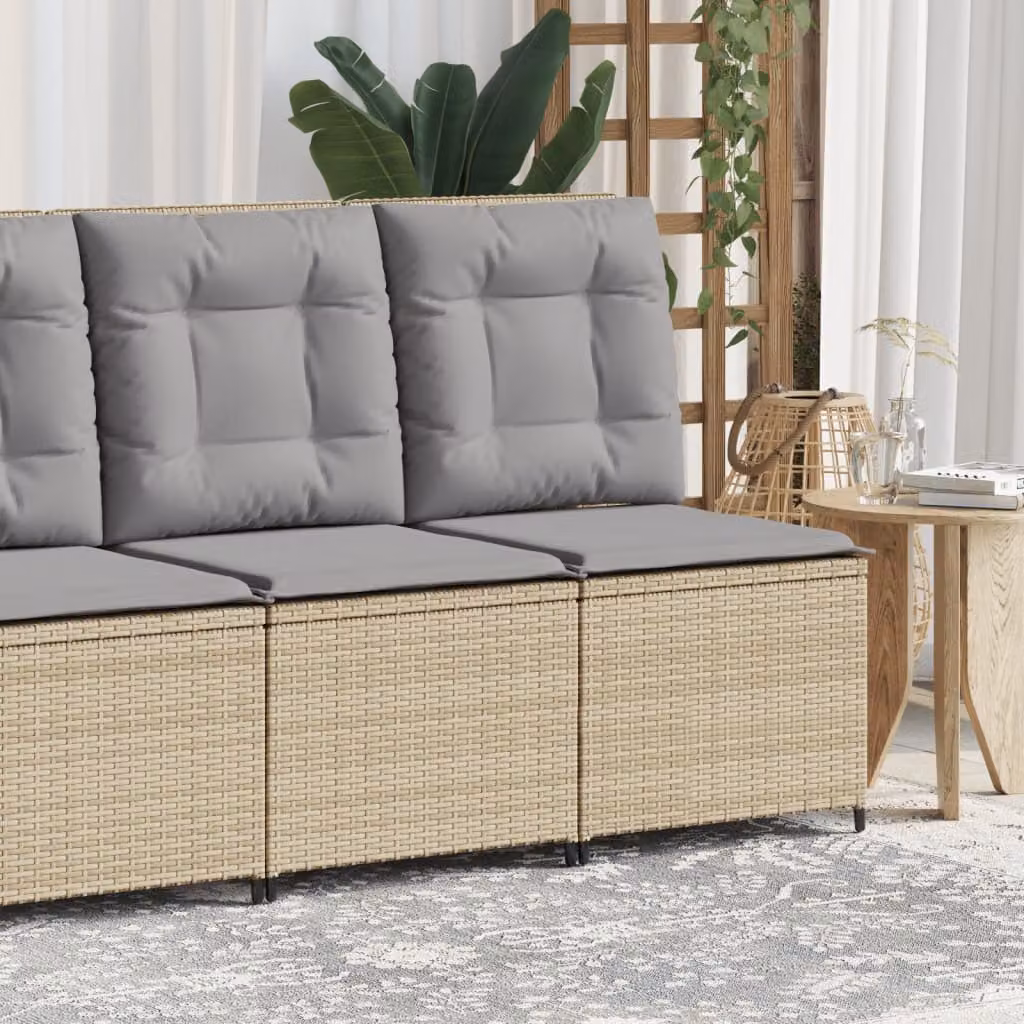 Divano Reclinabile da Giardino vidaXL in Polyrattan e Metallo con Cuscini Beige e Grigio