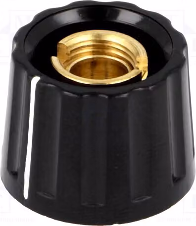 1 x Manopola rotante, diametro albero: 6 mm, dimensioni totali: 20 x 15 mm, con indicatore Kuntoff, colore nero, codice prodotto: 332.61. Manopole rotanti