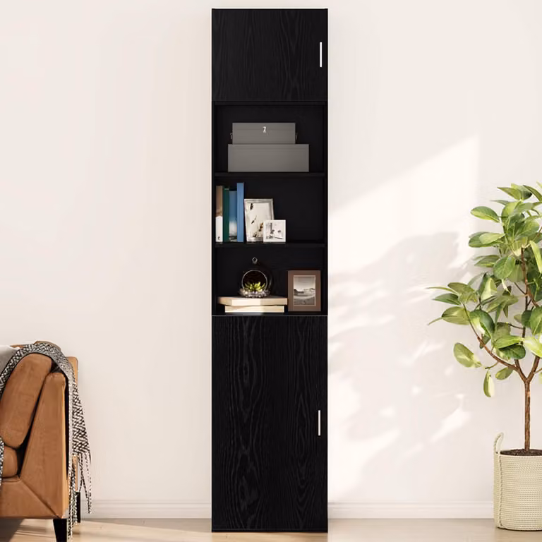 Armadietto a muro vidaXL in rovere nero con ripiani interni, L 50 cm x P 42,5 cm x H 40 cm