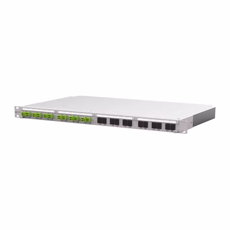 Metz Connect OpDAT PA pannello di permutazione VIK 12xLC-D (verde lime), OM5, grigio 1502207M12-E