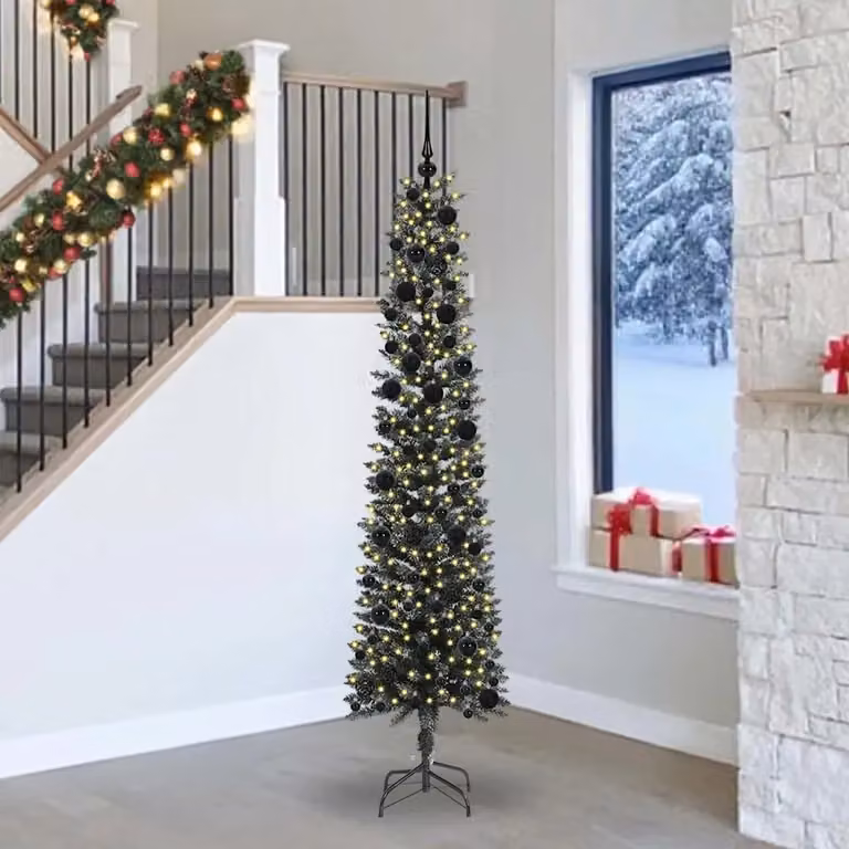 Albero di Natale artificiale moderno vidaXL verde con 300 LED luce bianca calda, Altezza: 240 cm