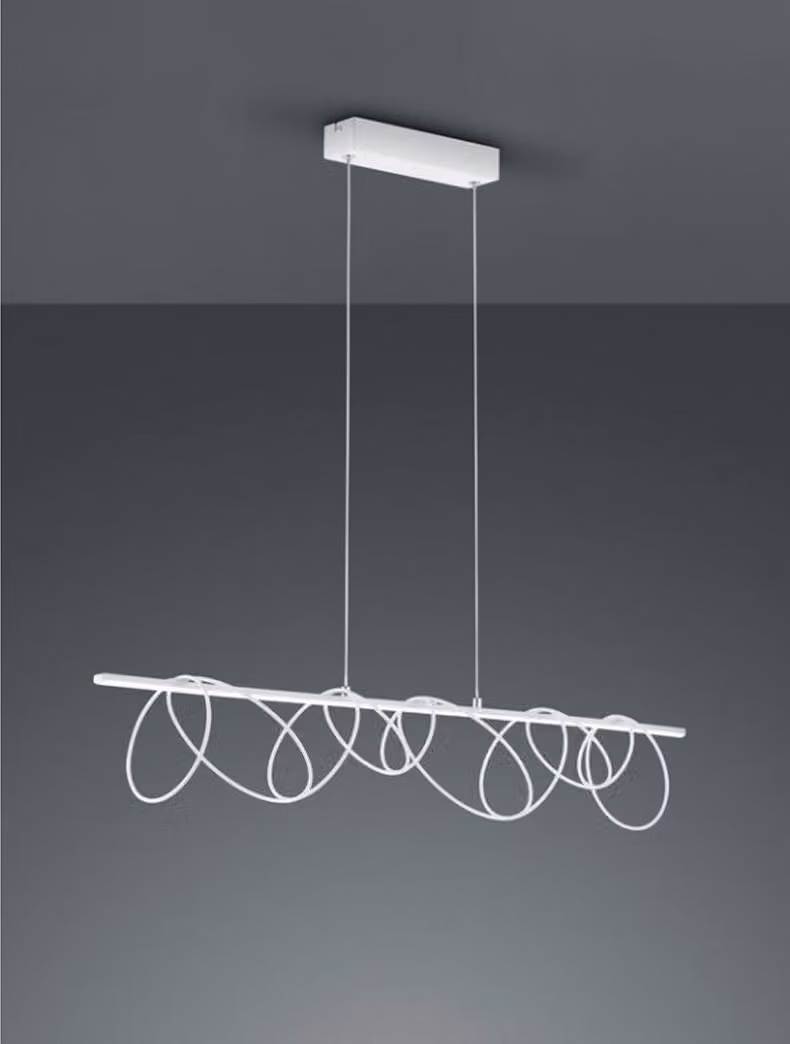 Lampada a sospensione a LED larga 90 cm con anelli decorativi per tavoli da pranzo lunghi