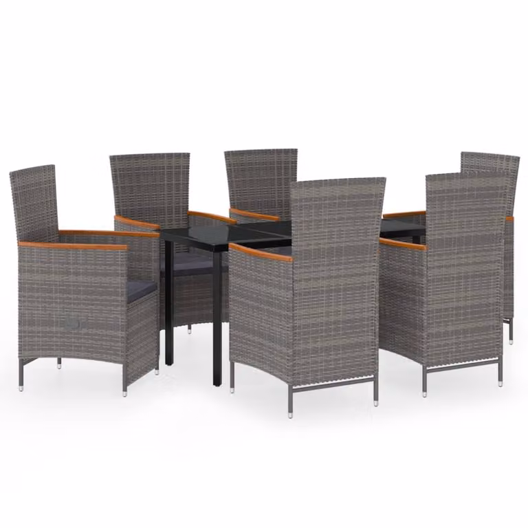 Set da Pranzo da Giardino 7 pz con Cuscini Grigio