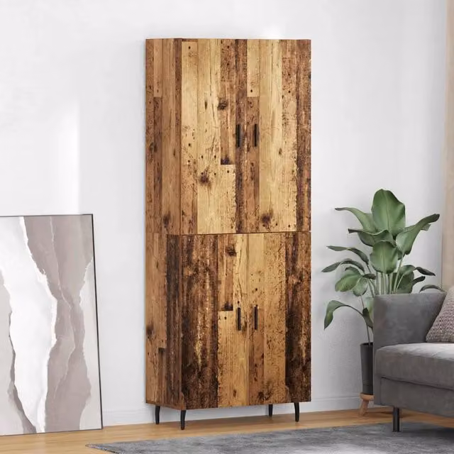 Set di 2 credenze moderne vidaXL in legno e metallo marrone con ante a battente e ripiani interni, L/P/H: 69,5 x 34 x 180 cm – 1