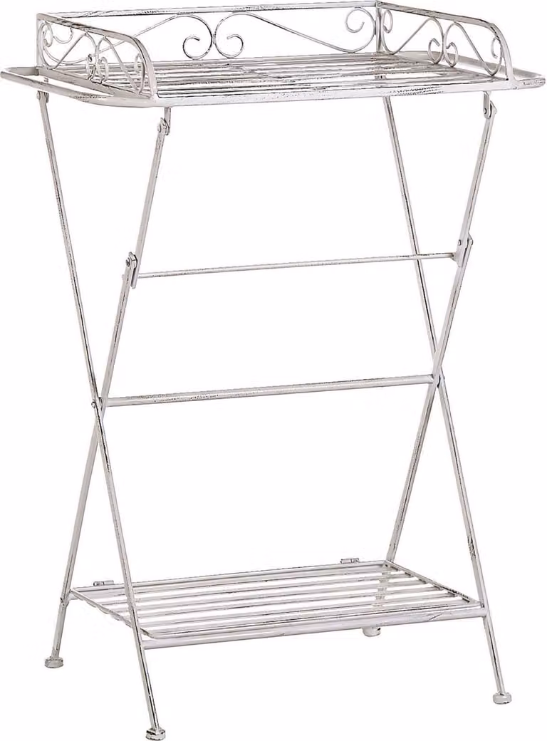 BELIANI Tavolo pieghevole in metallo bianco 40 x 35 cm pieghevole con ripiano Design vintage vittoriano