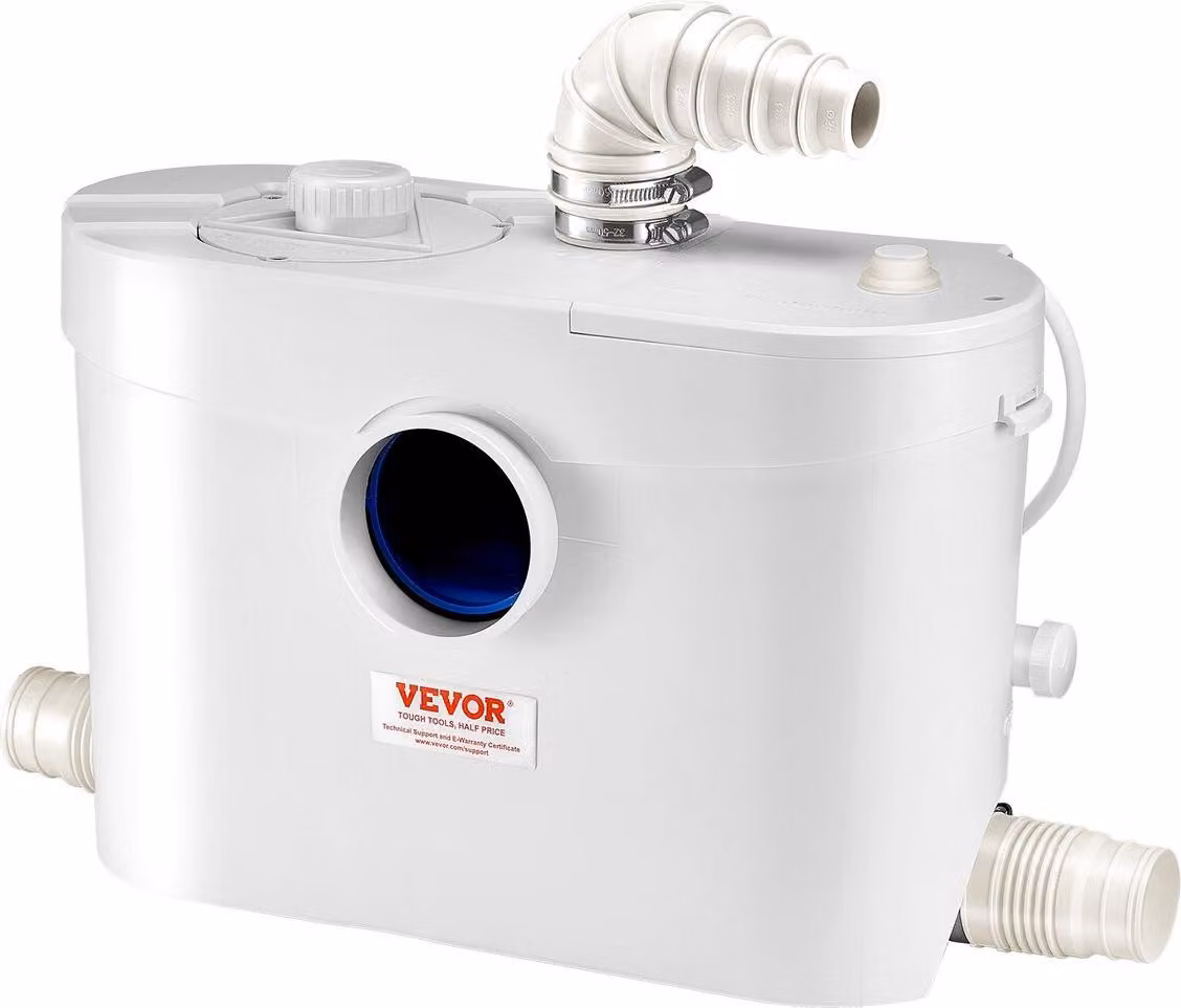 Pompa trituratrice 900 W, portata 48 GPM, prevalenza 40 piedi per WC e lavandino nel seminterrato