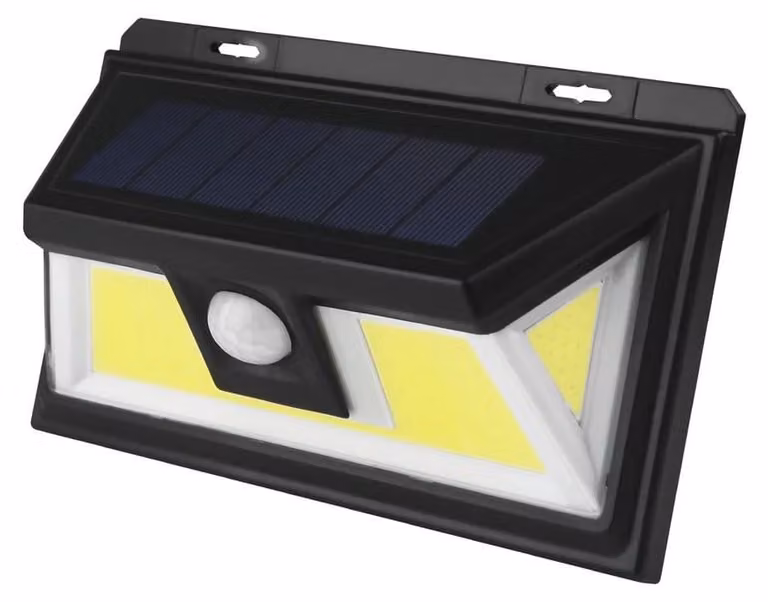 Lampada solare LED da 7W con sensore, colore nero, per uso esterno