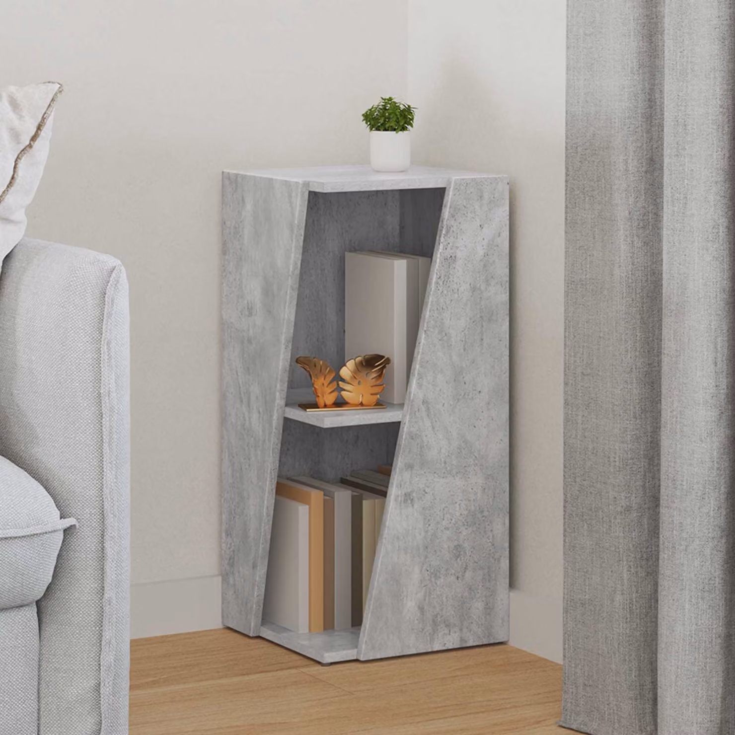 Mensola laterale moderna vidaXL in legno MDF grigio, H 70,5 x L 33 x P 32 cm