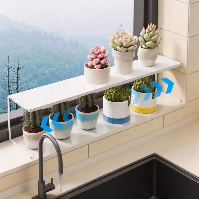 Piccolo organizer per scaffali, colore bianco, dimensioni 35-60 x 15 x 15 cm