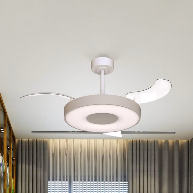 Mantra Iluminación Ventilatore da soffitto LED Smart Coin Mini, beige/bianco, CC, silenzioso dimmerabile, Crema / Ambra, Soggiorno / Sala da pranzo, Metallo, Moderno