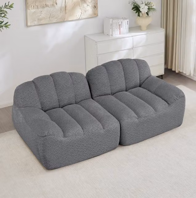 Divano modulare senza struttura in fleece granulato grigio HOMVRA