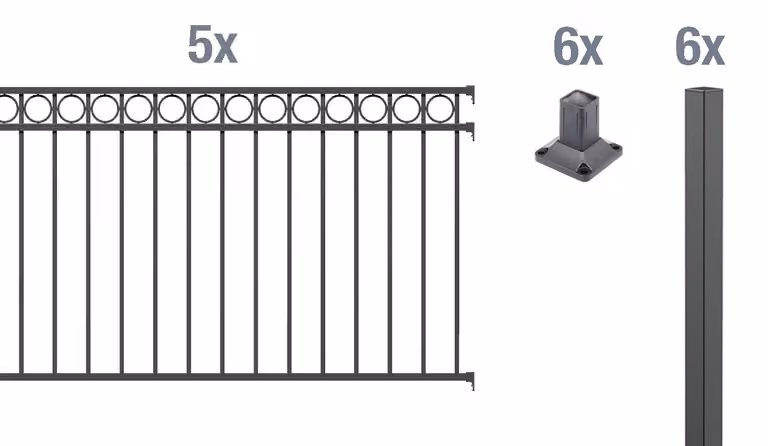 Alberts 509507 Set completo di recinzione Circle, da avvitare, antracite, altezza 100 cm, lunghezza 10 m