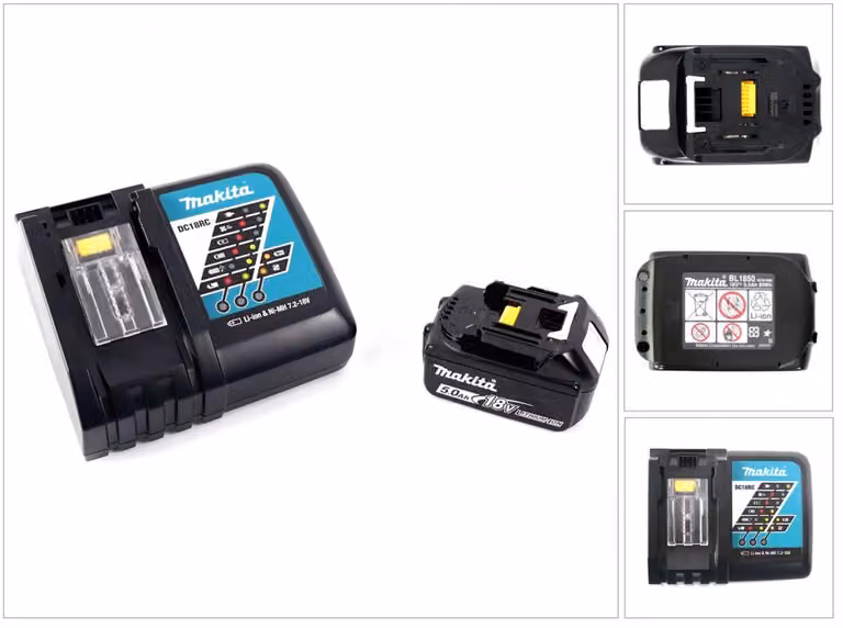 Makita DC 18 RC Caricabatterie rapido + Batteria Makita BL 1850 B - 18 V 5,0 Ah Li-Ion