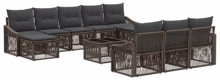 Set Divano da Giardino 11 pcs Grigio polyrattan