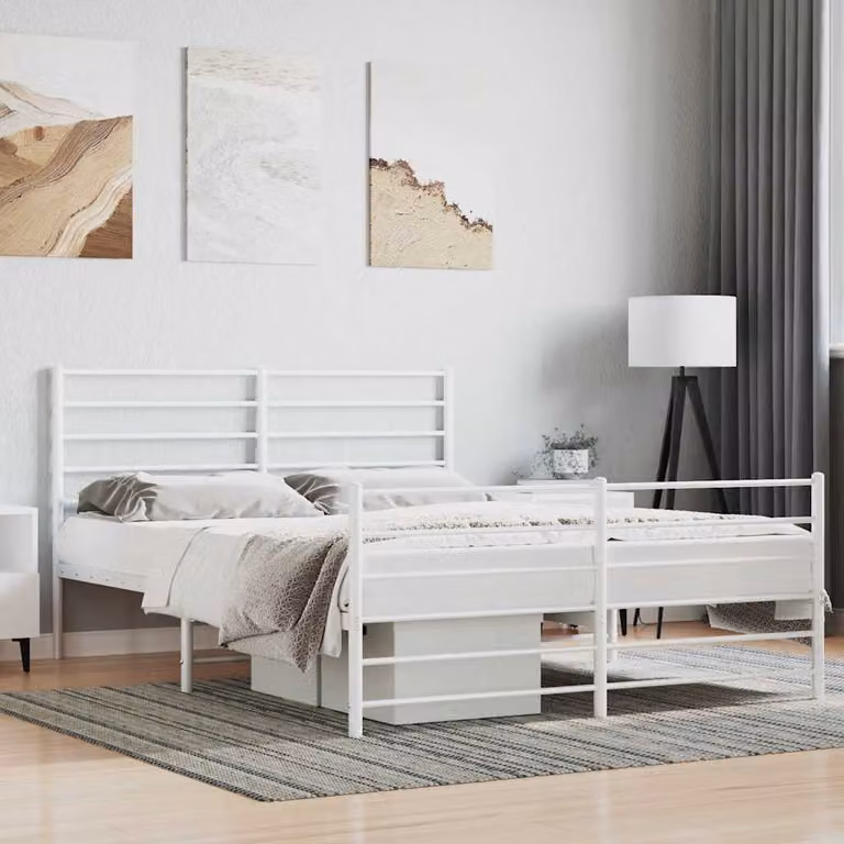 vidaXL Giroletto in Metallo Bianco con Testiera e Pediera L/P: 120 x 200 cm