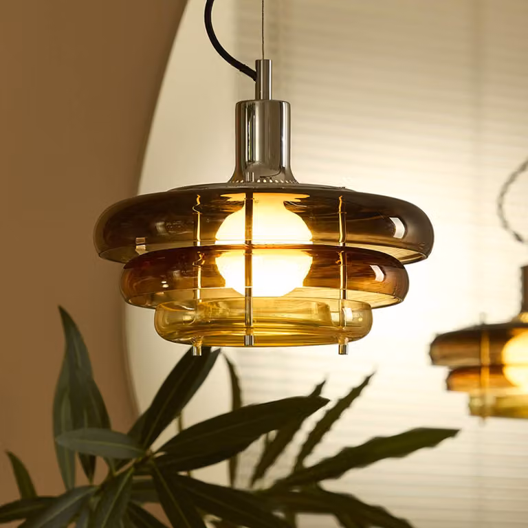 MARKET SET Lampada a sospensione Sunset, dimmerabile, Marrone / Ruggine, Soggiorno / Sala da pranzo, Vetro, Design, Lampada a sospensione