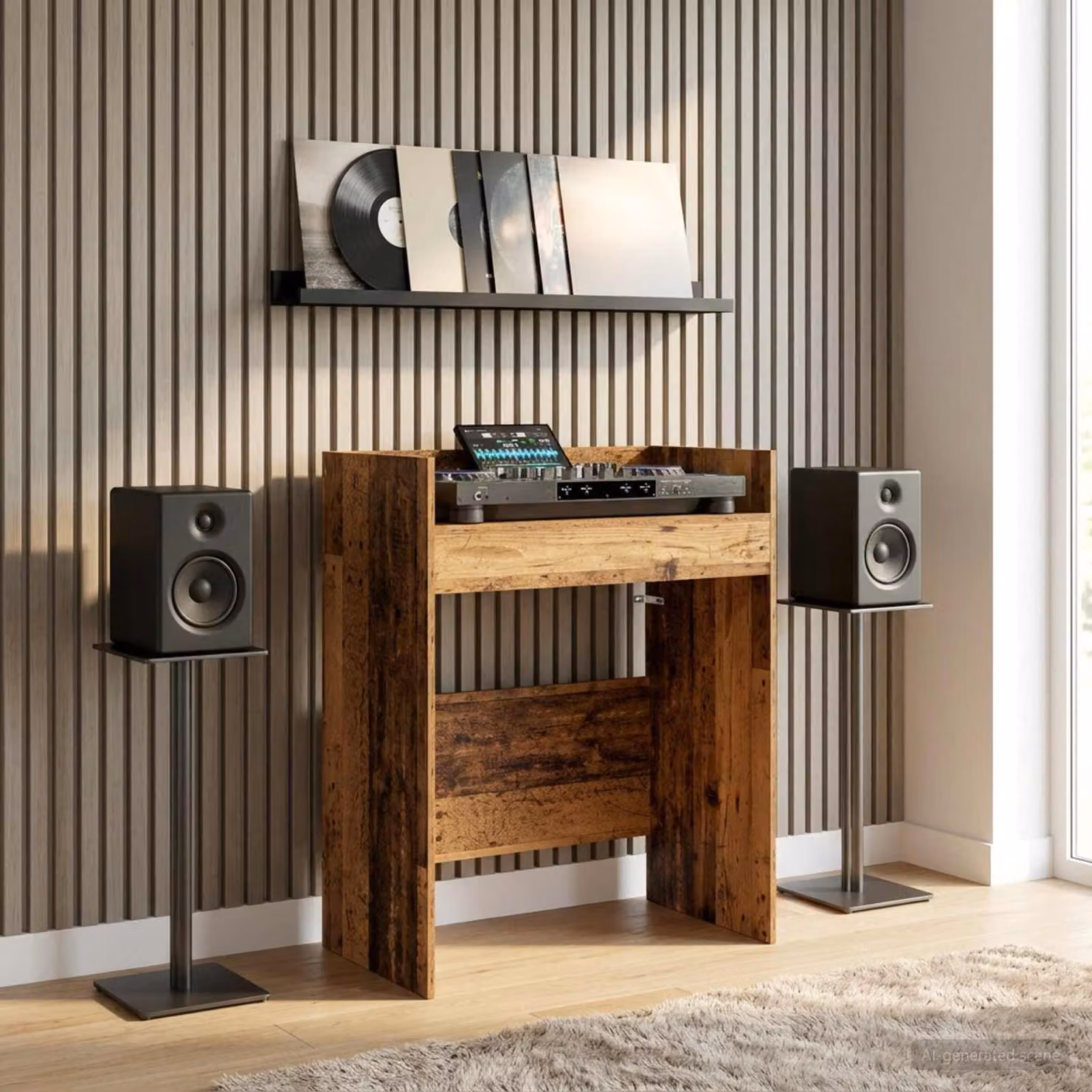 vidaXL Tavolo DJ in legno antico marrone L: 102 cm, P: 45 cm, H: 102 cm