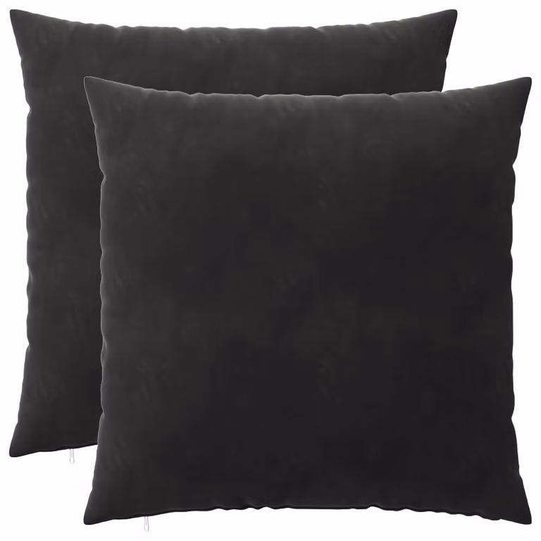 Set di 2 cuscini HEERLEN vidaXL in velluto nero, forma quadrata, 55 x 55 cm