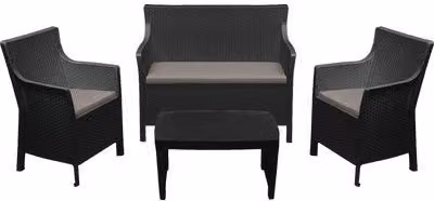 Set Rattan Olivo Progarden Pp Antracite con Cuscini 4 Pezzi