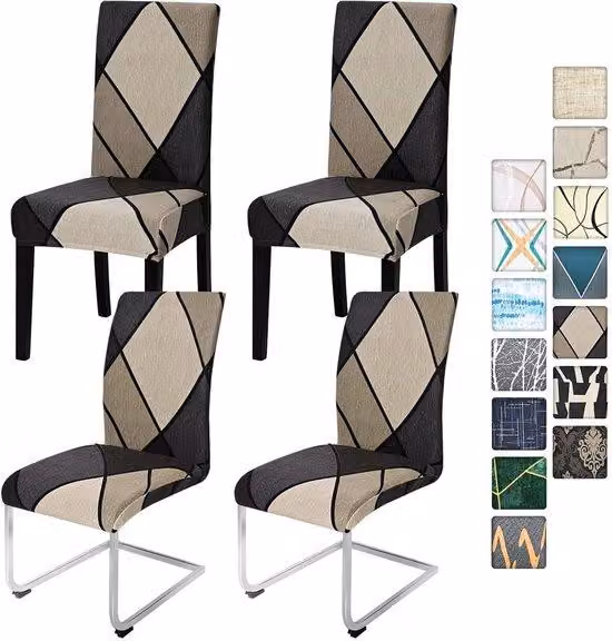 Set di 4/6 sedie - Sedute per tavolo da pranzo - Smontabili - Lavabili - Marrone - Design geometrico - Prolunga la durata