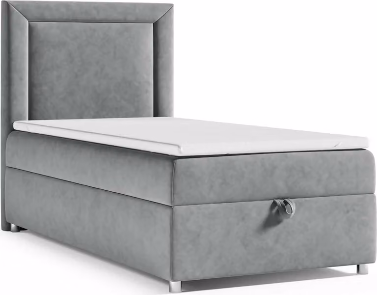 Letto boxspring con contenitore Trinity K-3 SINGLE Materasso a molle Bonell incl. topper, con consegna, montaggio e smaltimento 80x200-GRIGIO