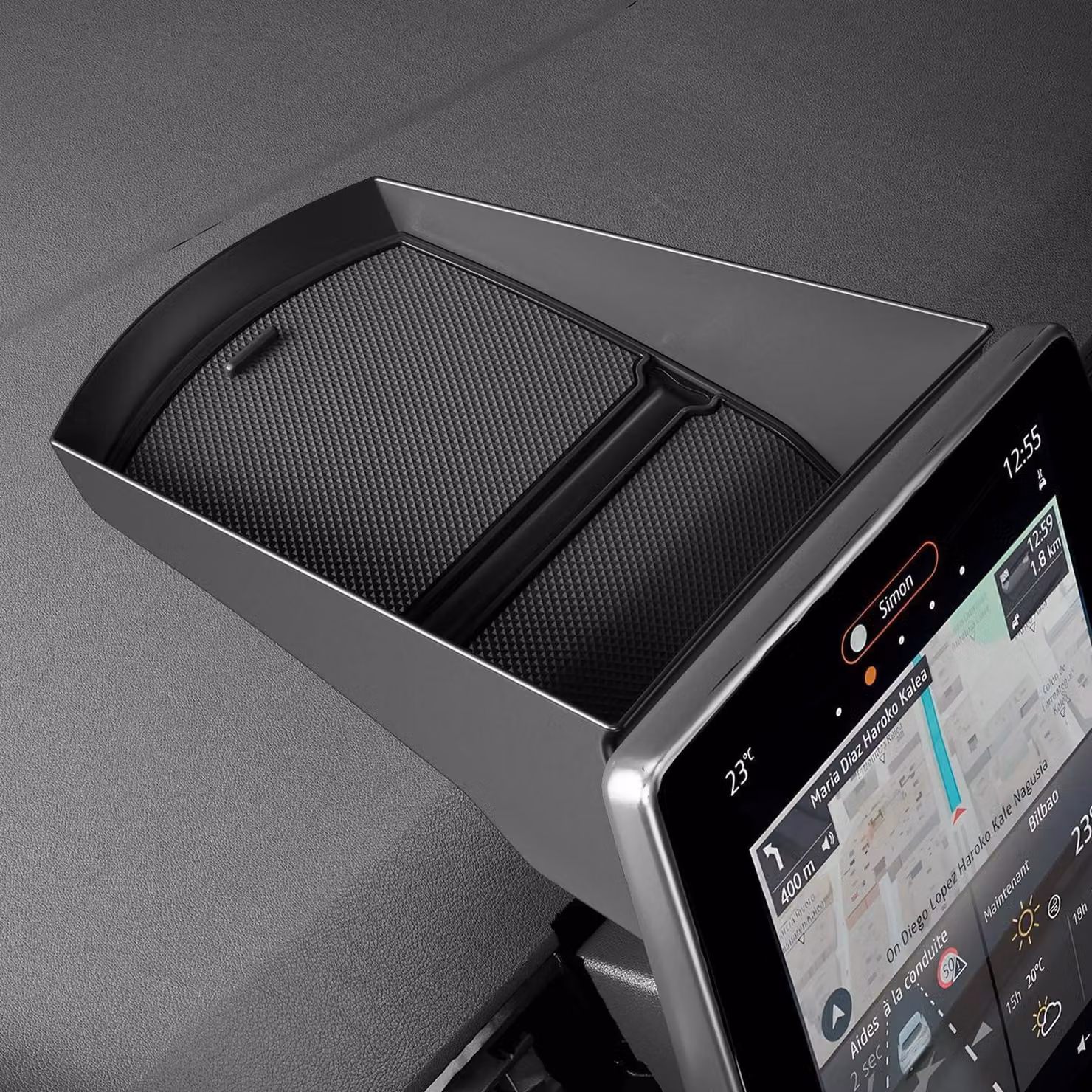 Contenitore portaoggetti per la console centrale, compatibile con Renault Captur 2 (2020-2024), con supporto per schermo Easylink da 9,3 pollici, colore nero