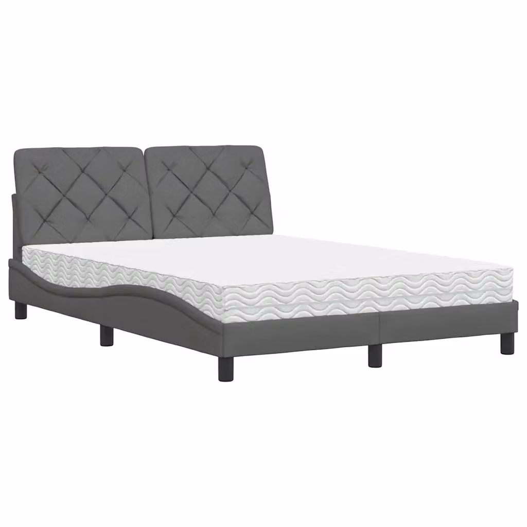 Letto moderno con materasso in schiuma vidaXL, Grigio e Bianco, L/P/H: 140 x 200 cm – 2
