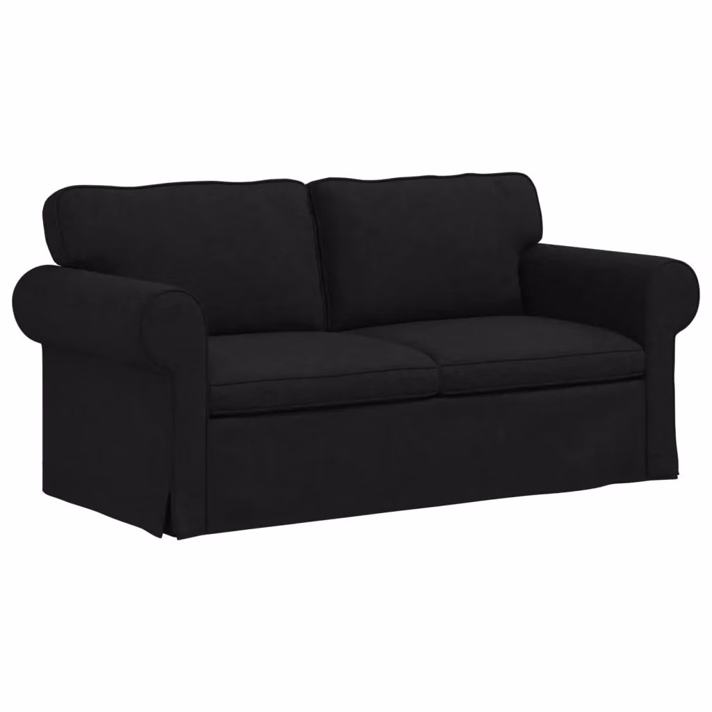 Divano moderno vidaXL in tessuto nero con struttura in metallo e coperture rimovibili L: 175 cm, P: 82 cm, H: 80 cm – 2