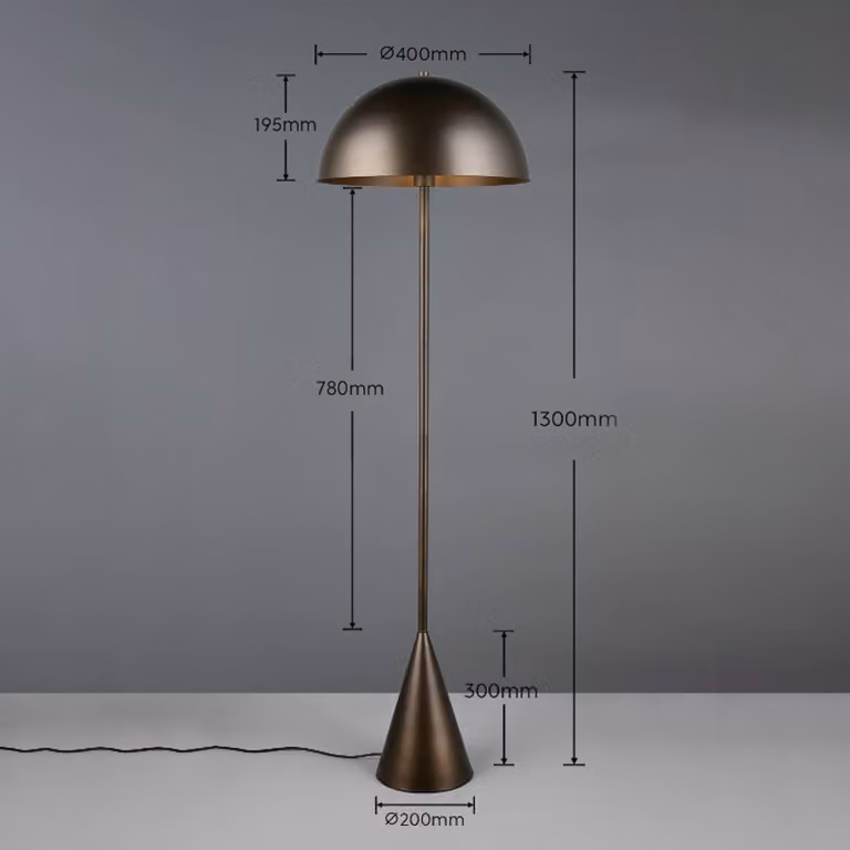 Trio Lighting Lampada da terra Alfie, Alluminio / Grigio / Zincato, Soggiorno / Sala da pranzo, Metallo, Lampada da terra