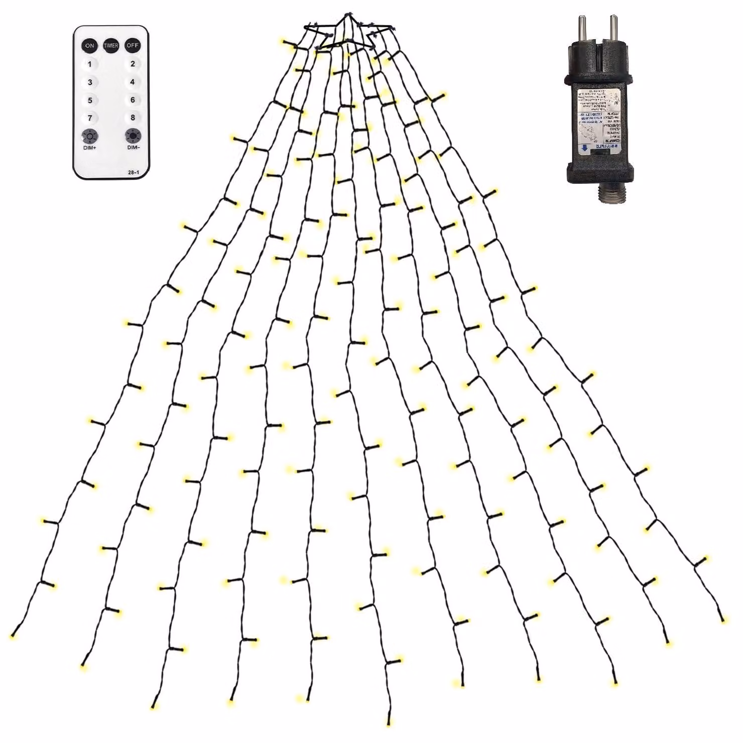 Guirlanda luminosa natalizia, 2 metri, 400 LED, 20 fili, 8 modalità