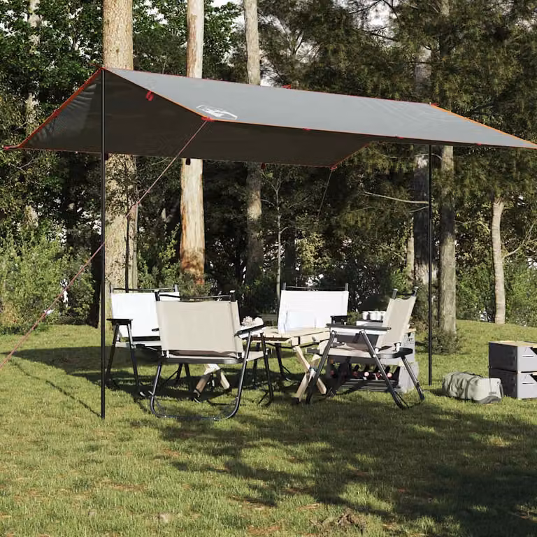 Telone da campeggio impermeabile vidaXL in poliestere, Grigio/Arancione, 400 x 294 cm