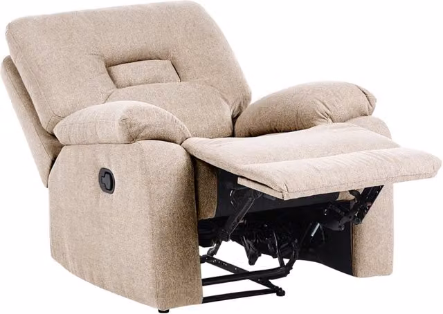 Poltrona reclinabile BELIANI in tessuto beige con schienale e poggiapiedi regolabili tramite sistema push-back – 1